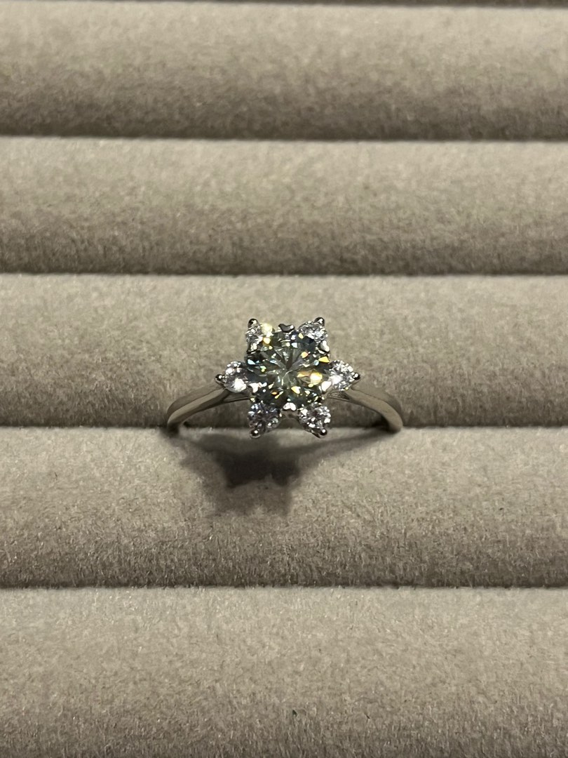 BUY3LESS25 Mint Moissanite Flower Ring S925 Women s Fashion