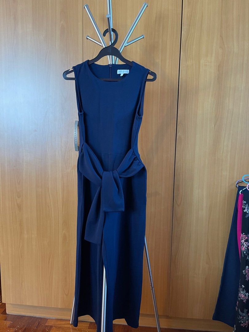 Warehouse navy jumpsuit top