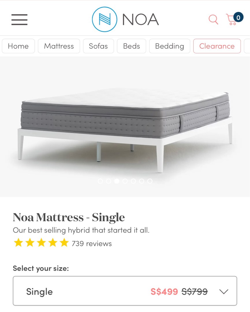 NOA Mattress Single, Furniture & Home Living, Furniture, Bed Frames