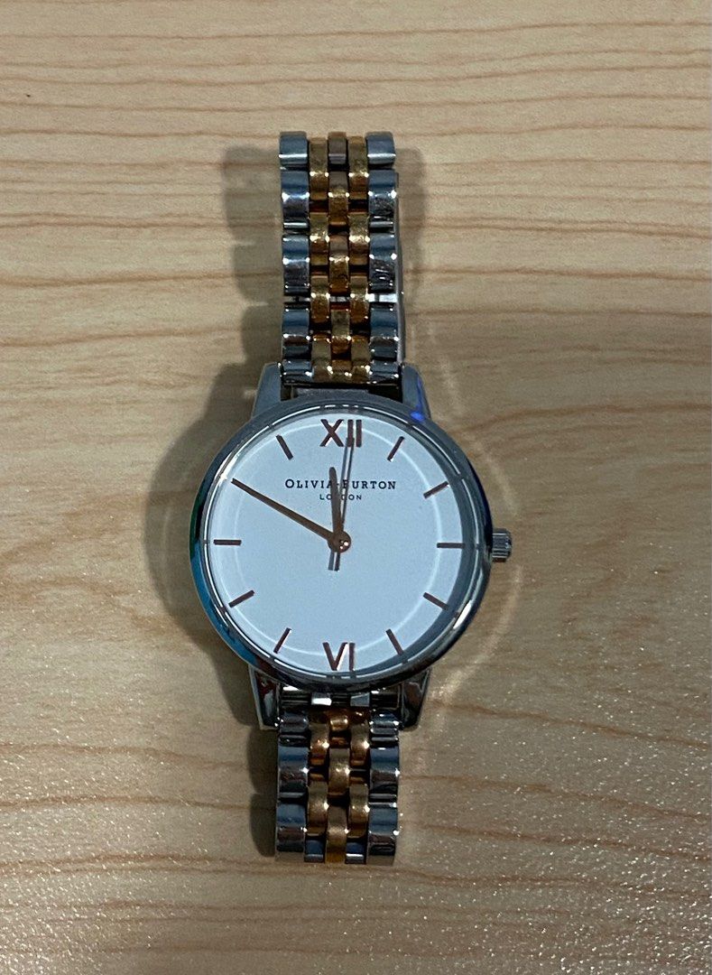Olivia burton silver and rose gold watch clearance