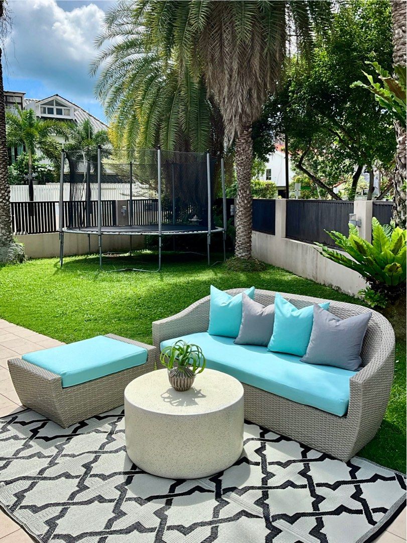Outdoor sofa chair and Crate Barrel coffee table for your garden patio or balcony Furniture Home Living Outdoor Furniture on Carousell