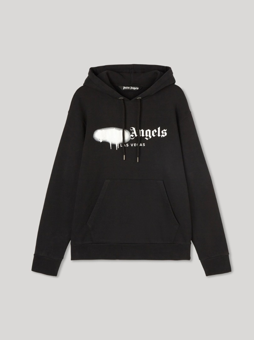 Palm Angels Paris Sprayed Logo Hoodie Black