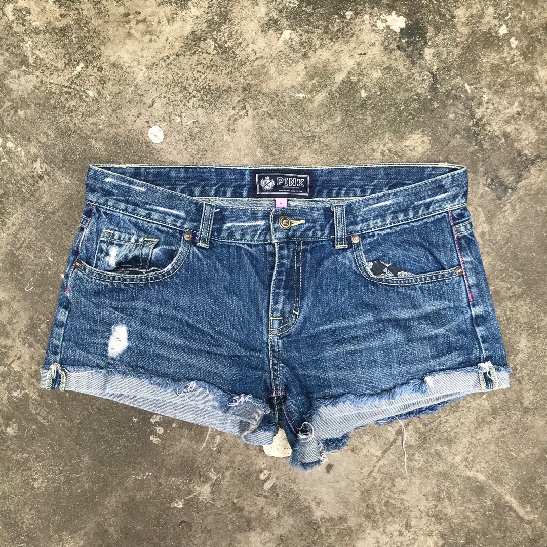 PINK victoria secret denim mini short Women s Fashion Bottoms Shorts on Carousell