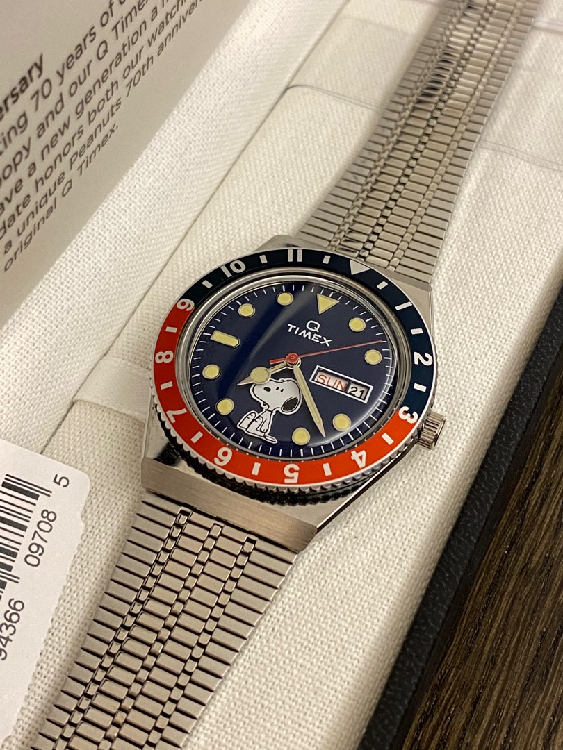 Q Timex Reissue x Peanuts 70th Anniversary 38mm Stainless Steel Bracelet Watch