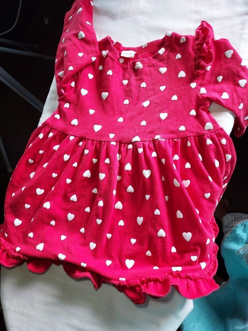 Red polka dot top dress for baby girl