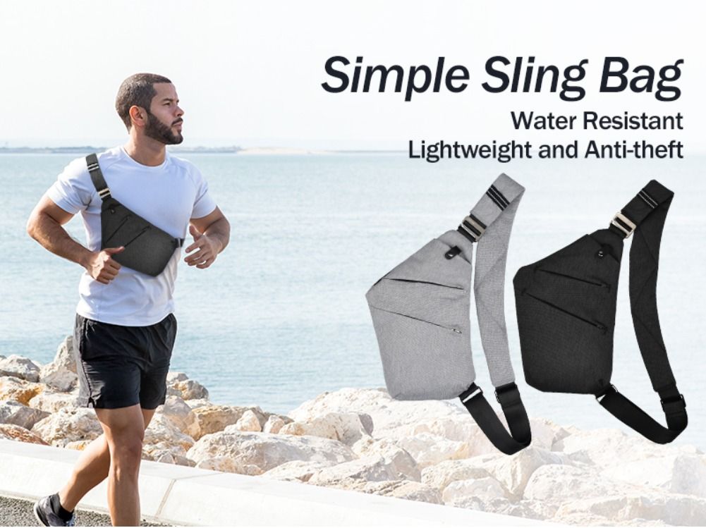Simple SLING CHEST SHOULDER BODY Bag ANTI-THEFT WATER RESISTANT ...