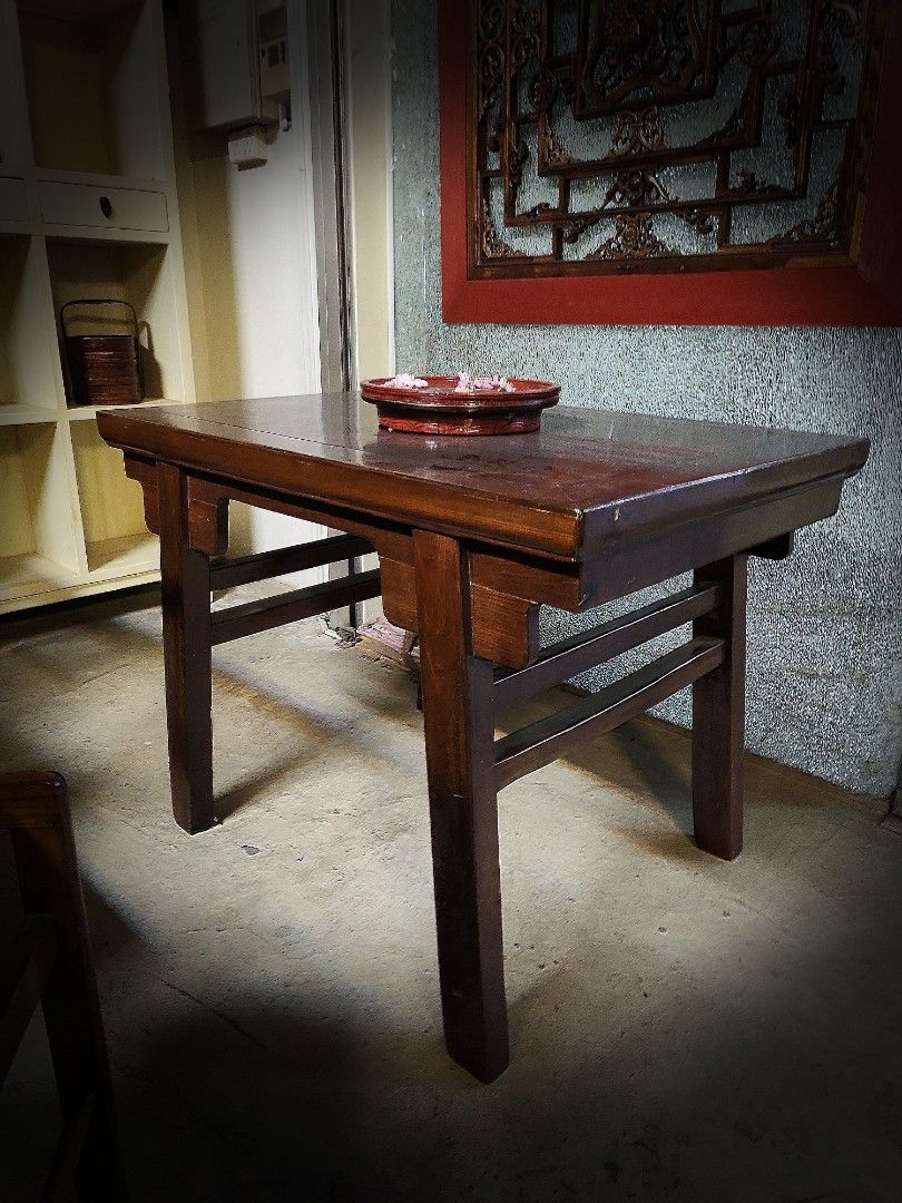 Solid Wood Dining Table (Category: Tables & Sets) located in Singapore. Submitted by libaiart (Listing ID 1271701043, Image 1). Description: Late Qing Dynasty 19th C Ming -style Table in solid elmwood hailing from Shandong province, China 🇨🇳.