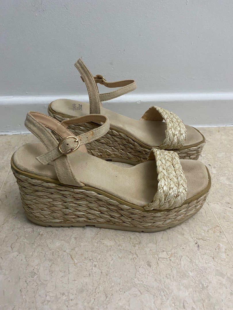 Spanish brand Alma Blue Wedge Sandals Women s Fashion Footwear