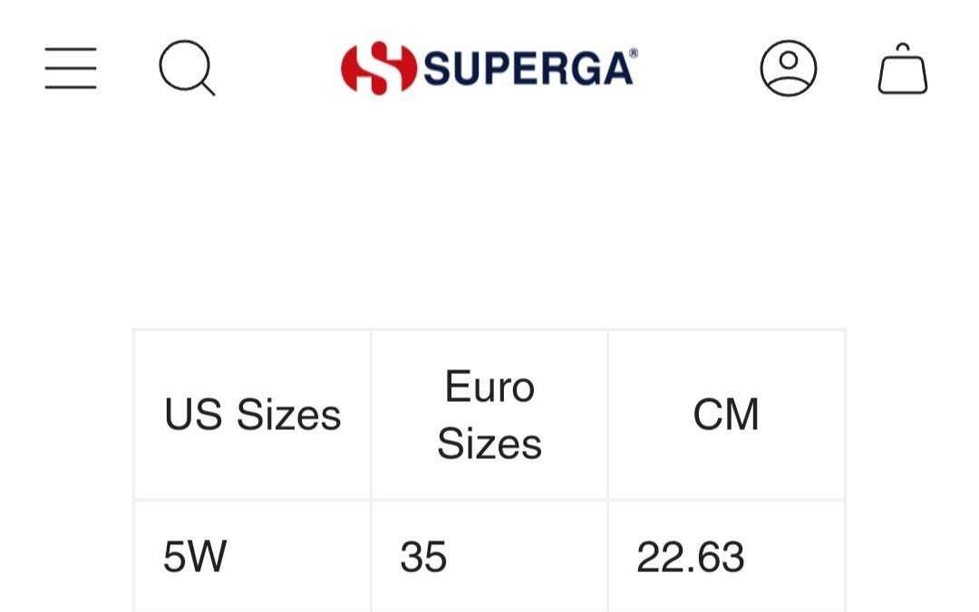 Superga on sale size conversion
