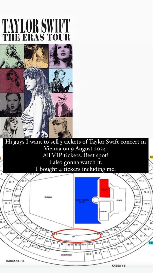 Taylor Swift Tickets VIP Vienna Europe, Tiket & Voucher, Tiket Acara di