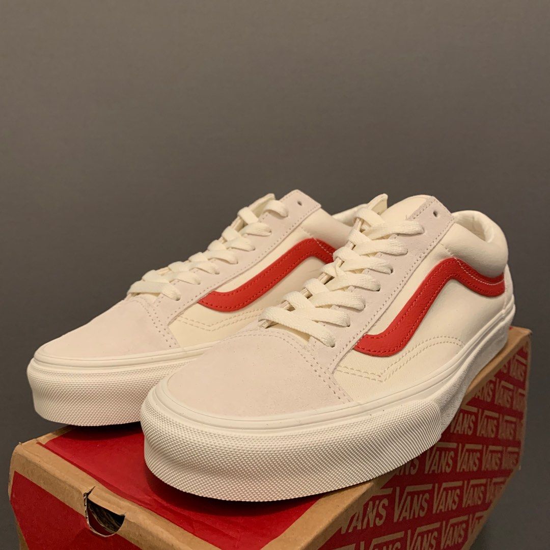 Vans old skool marshmallow red stripe online