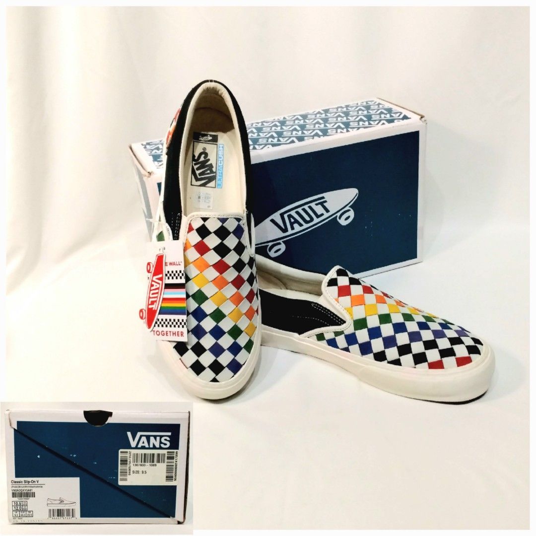 Checkerboard vans store slip on multicolor