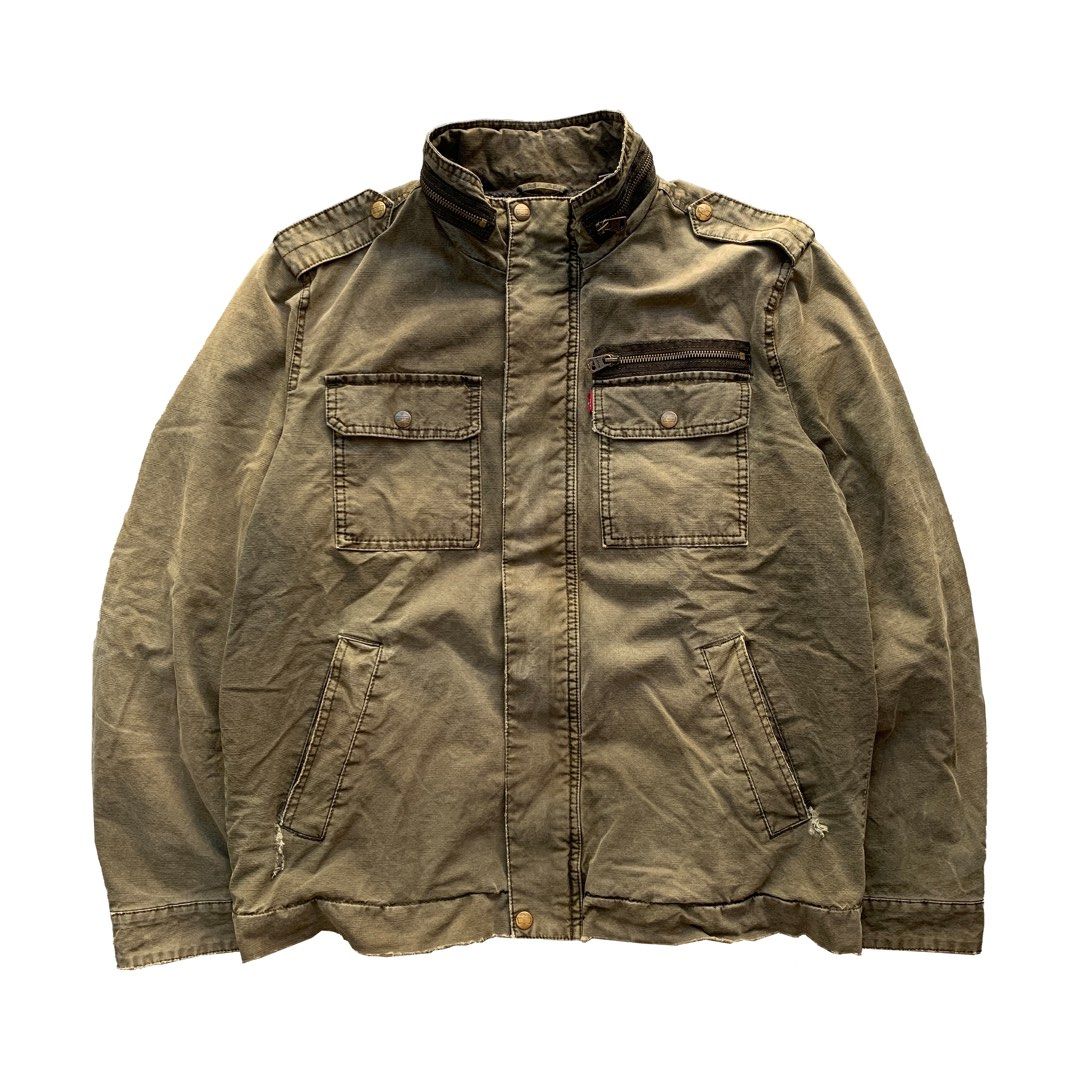 Levi's cotton military jacket Size L #Levi's #khaki... - Depop
