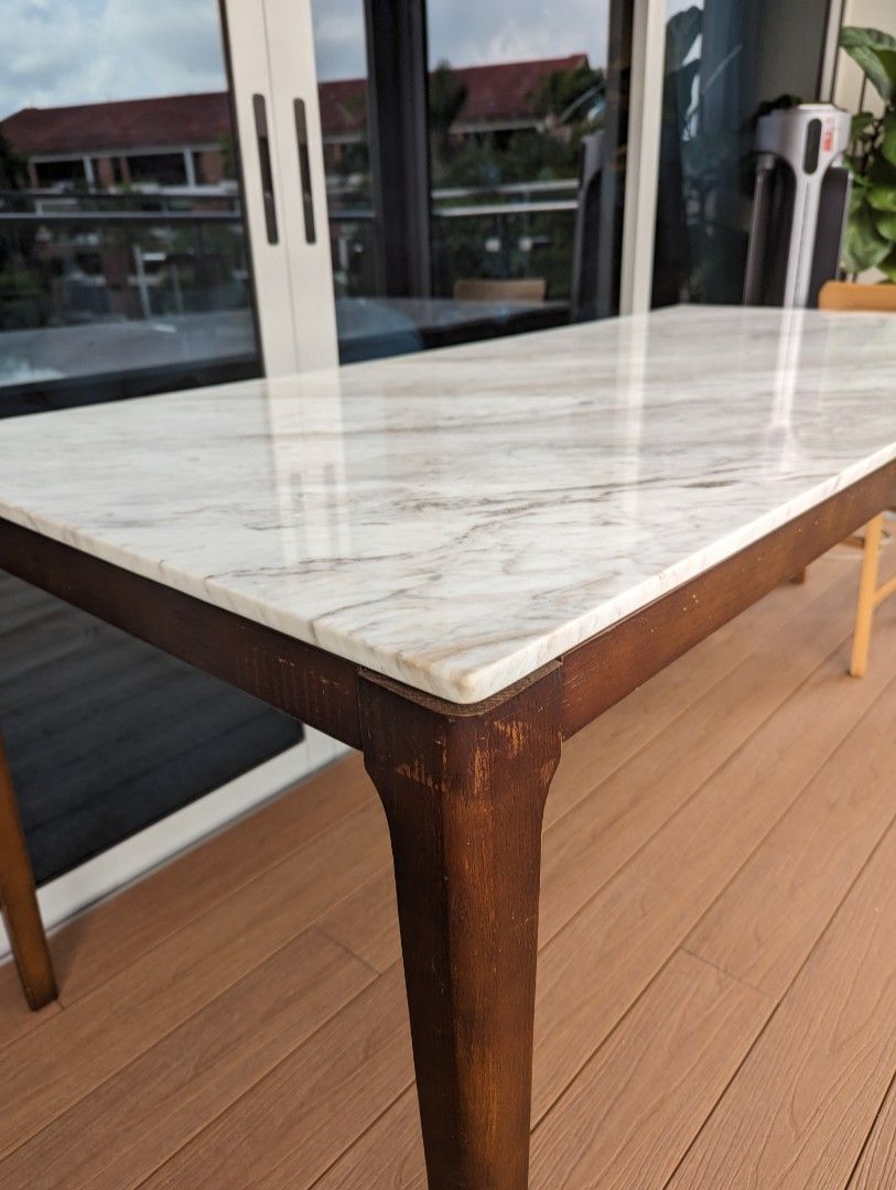 Volakas Marble Walnut Dining table, Furniture & Home Living, Furniture