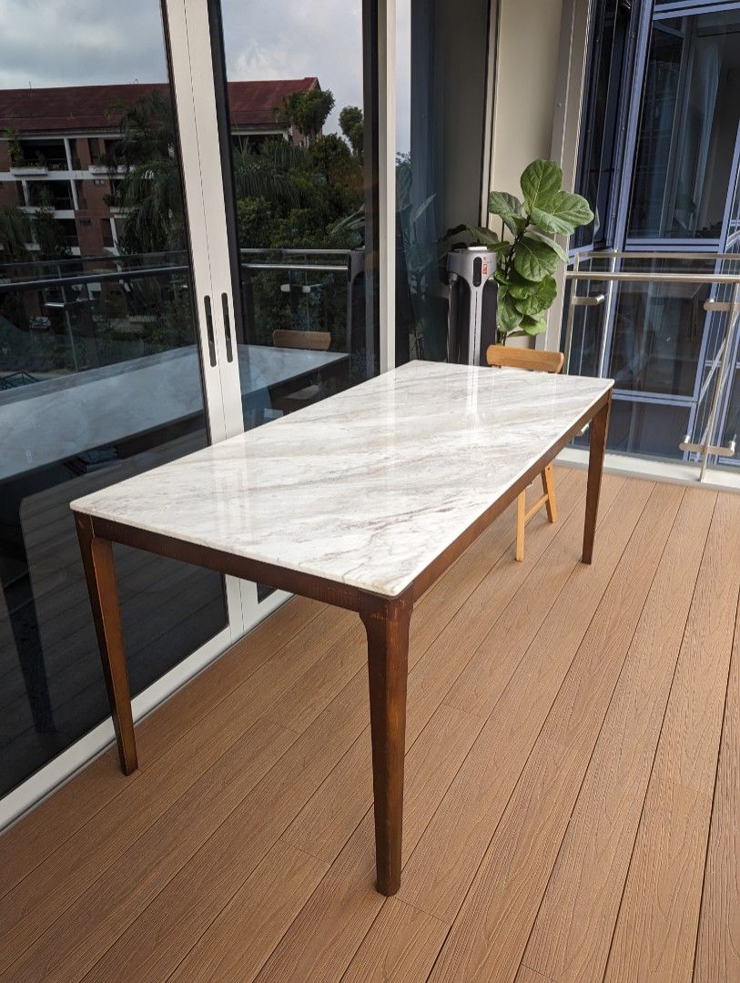 Volakas Marble Walnut Dining table, Furniture & Home Living, Furniture