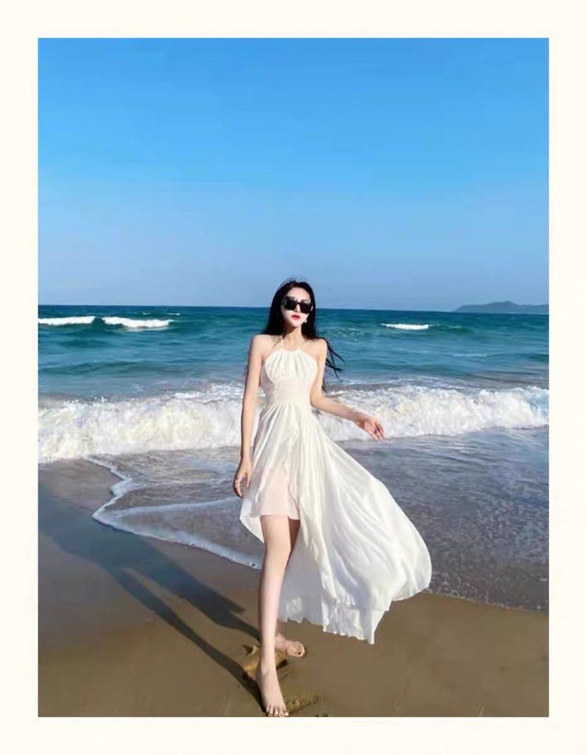 White chiffon beach dress online