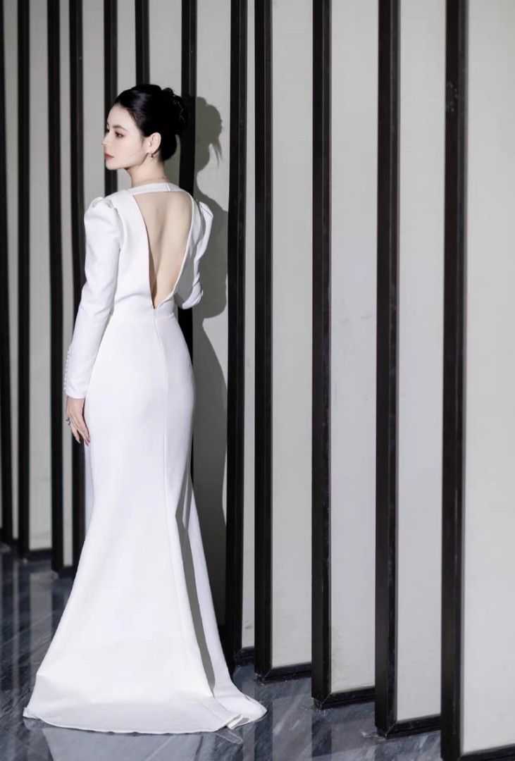White and silver new arrivals long sleeve dress