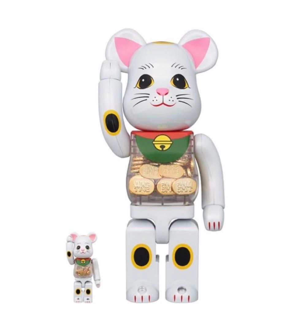 Bearbrick 400% Lucky Cat White Maneki-Neko - Medicom Toy Japan 2012