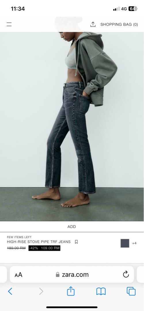 ZARA High-Rise Stove Pipe TRF Jeans, Women's Fashion, Bottoms