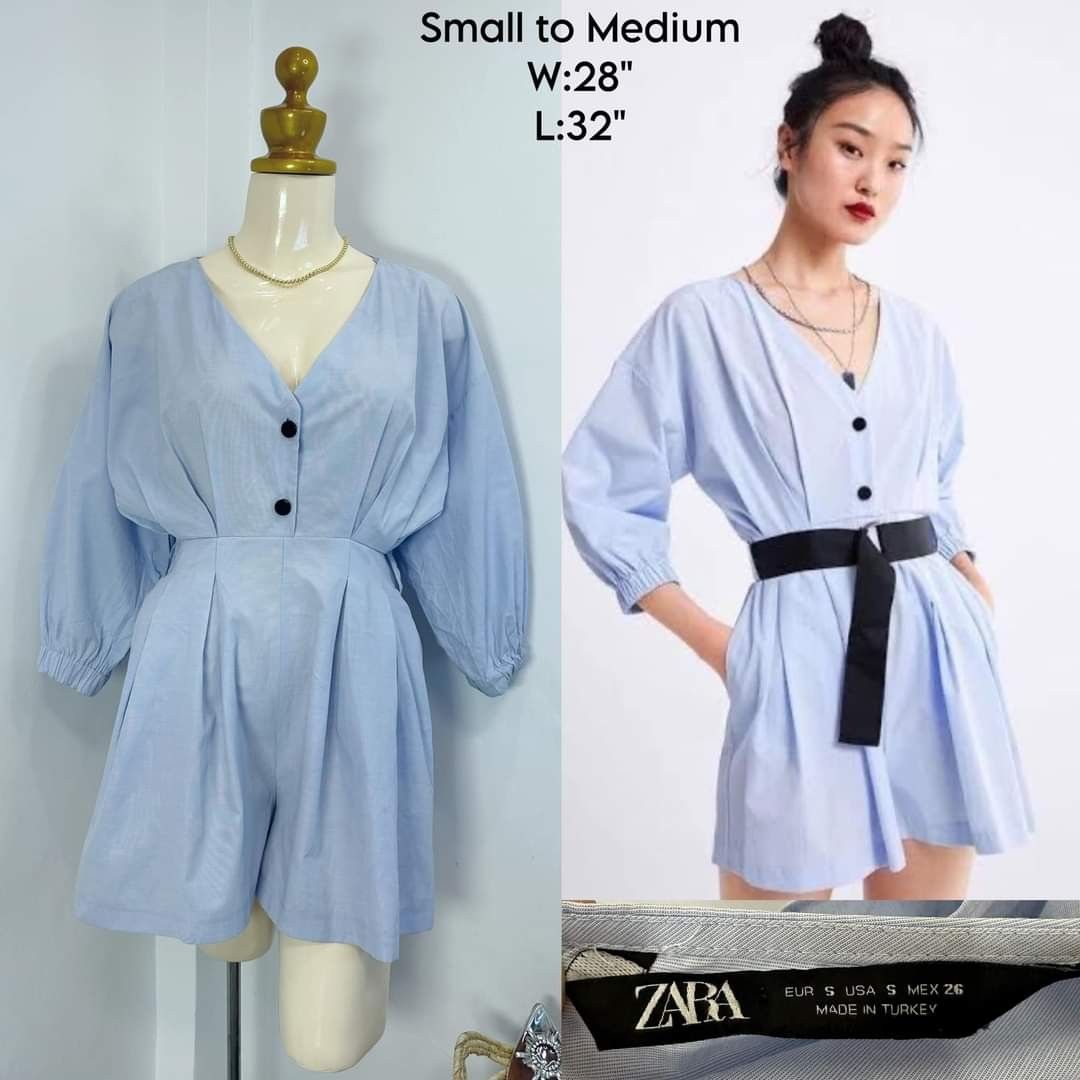 ZARA POPLIN ROMPER PLAYSUIT Women s Fashion Dresses Sets Rompers on Carousell