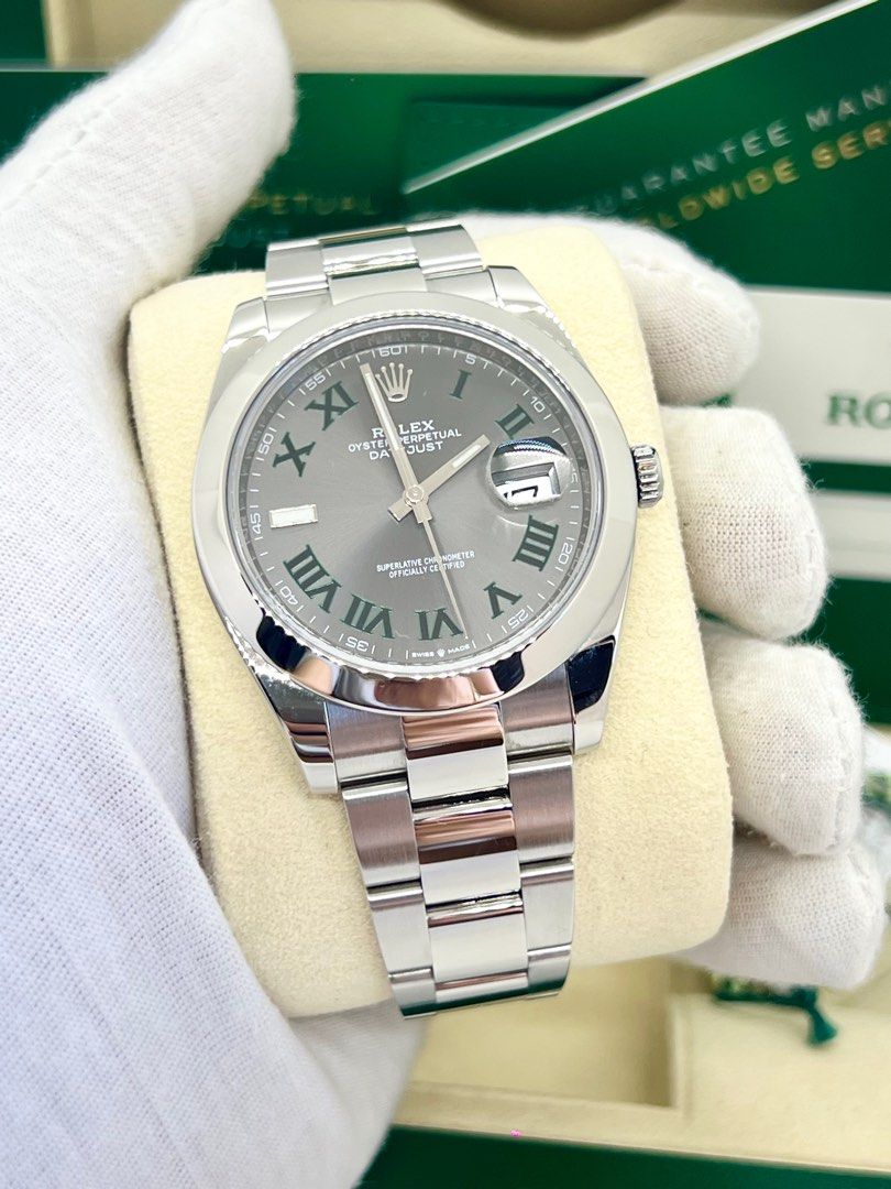 2018 Rolex Datejust Smooth Polished Bezel Oyster Bracelet Wimbledon 41mm