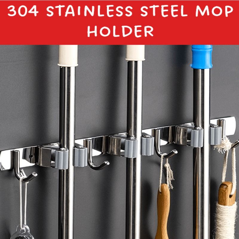 304 Stainless Steel Multifunction Broom Holder Mop Holder With