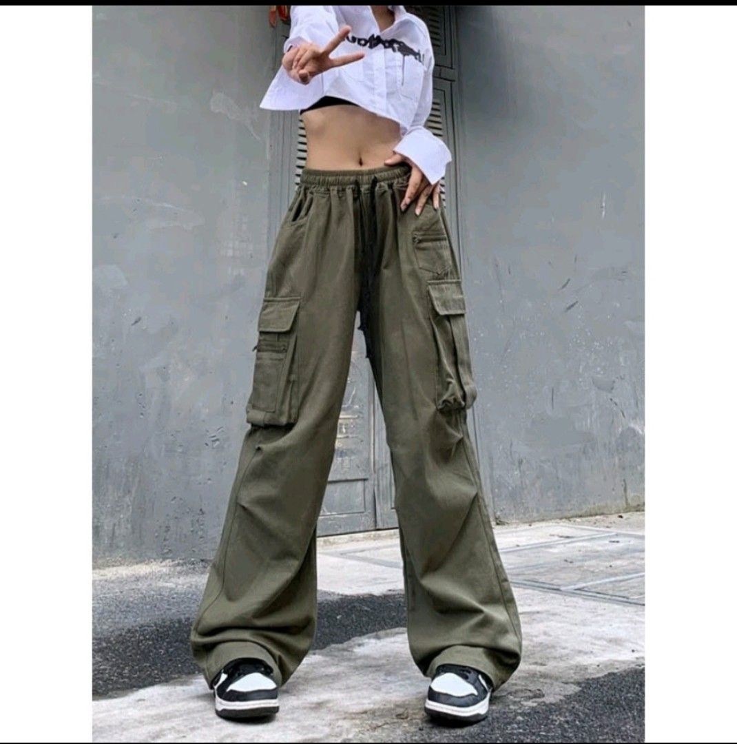 Green cargo pants, Women's Fashion, Bottoms, Other Bottoms on