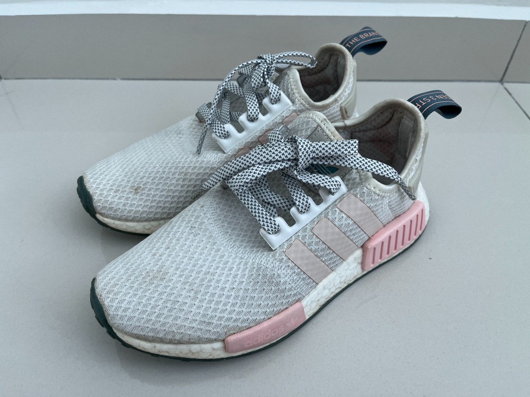 Adidas women's nmd r1 white rose hot sale