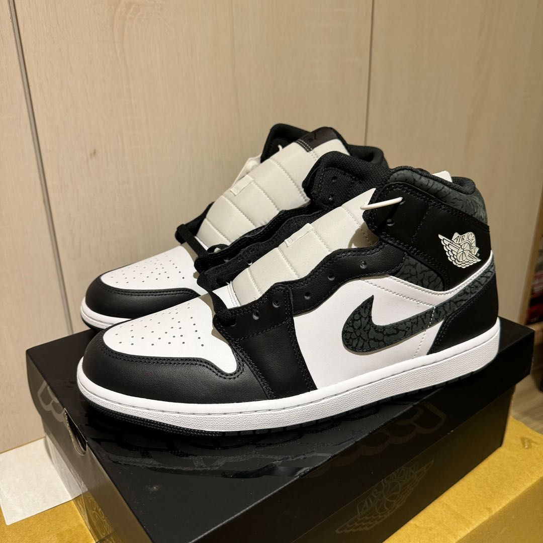 全新Aj1 Air Jordan 1 Mid Panda Elephant 熊貓 象紋 FB9911-001 尺寸US11