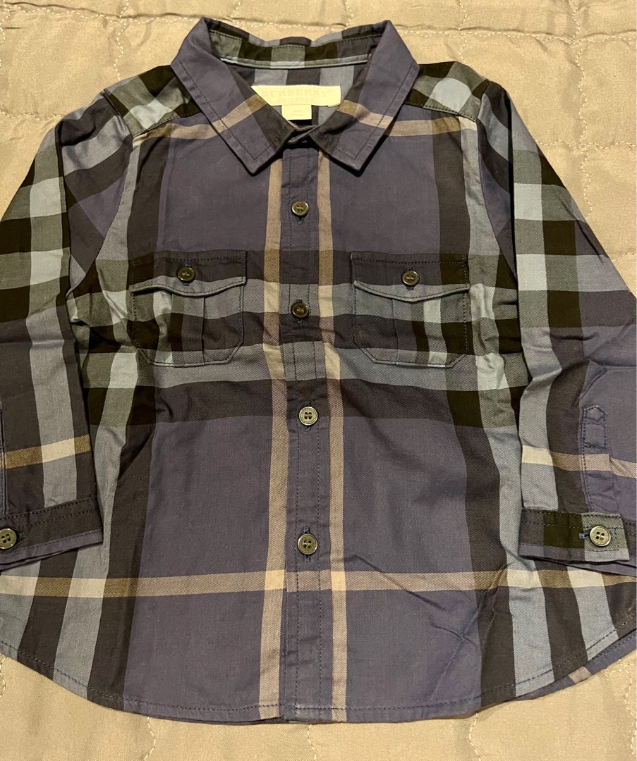 Almost New Authentic Burberry Shirt in Blue Checks 12M Babies