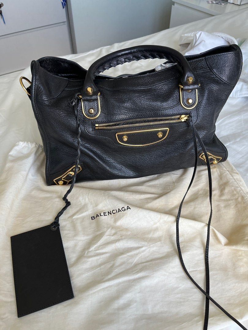 Balenciaga City Gold Metallic Edge