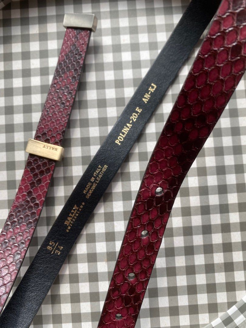 BALLY Snakeskin Slim Leather Belt
