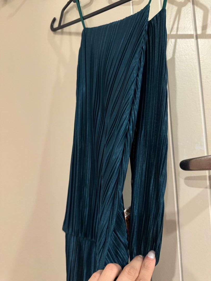 Petite pleated thigh split top maxi dress