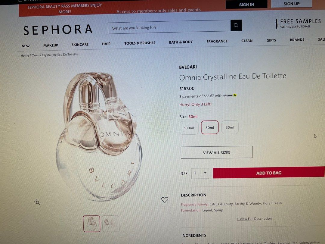 Omnia crystalline sephora online