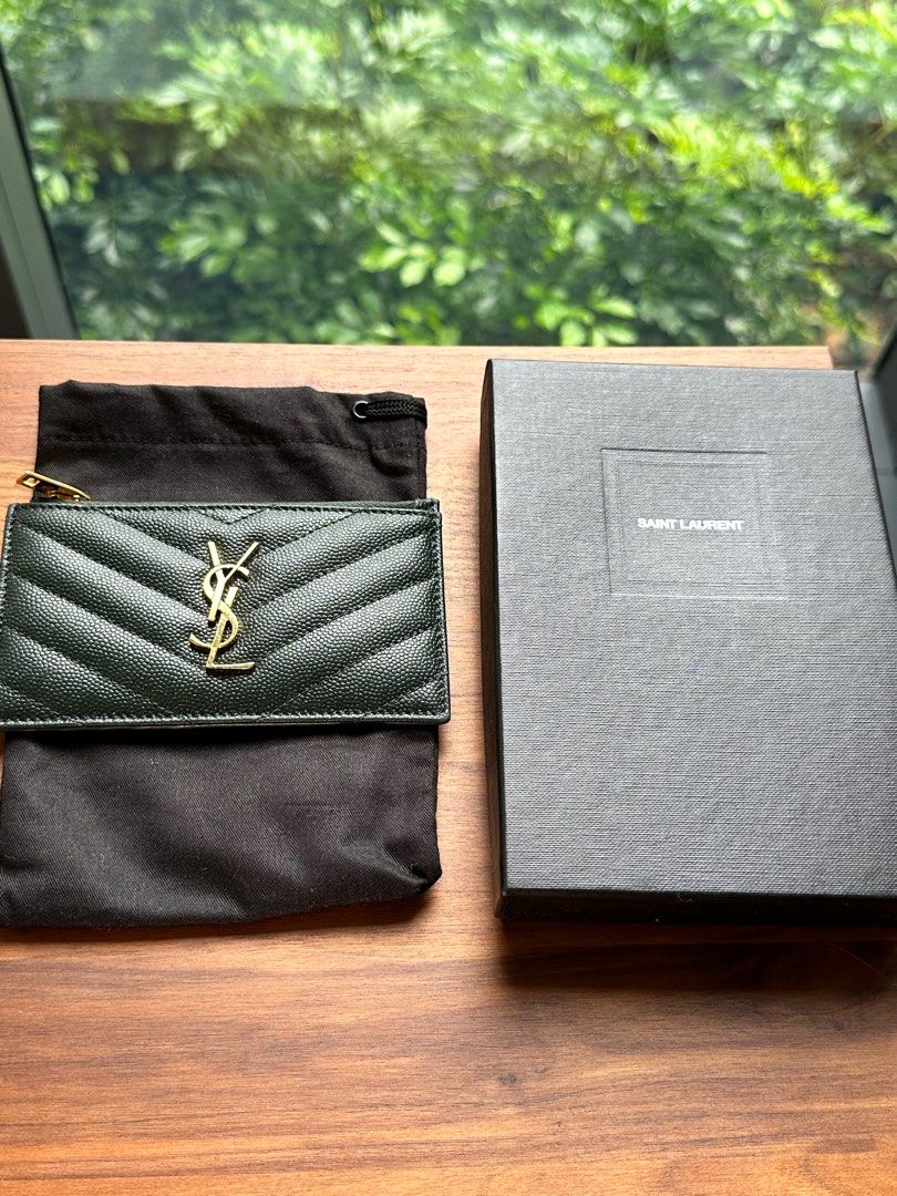 Monogram fragments zippered card case sales in grain de poudre embossed leather
