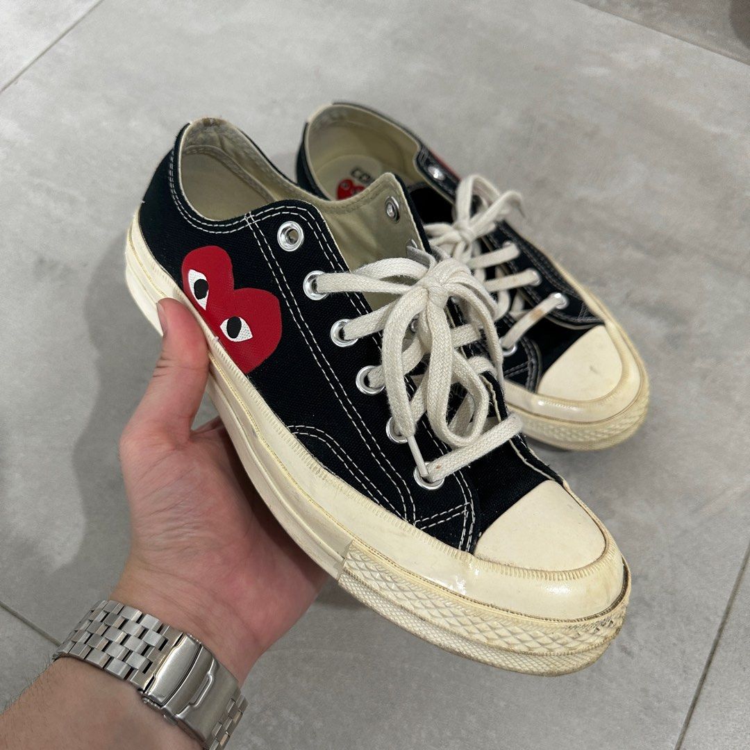 CDG Converse Big Heart Low Top in Black Women s Fashion Footwear Sneakers on Carousell