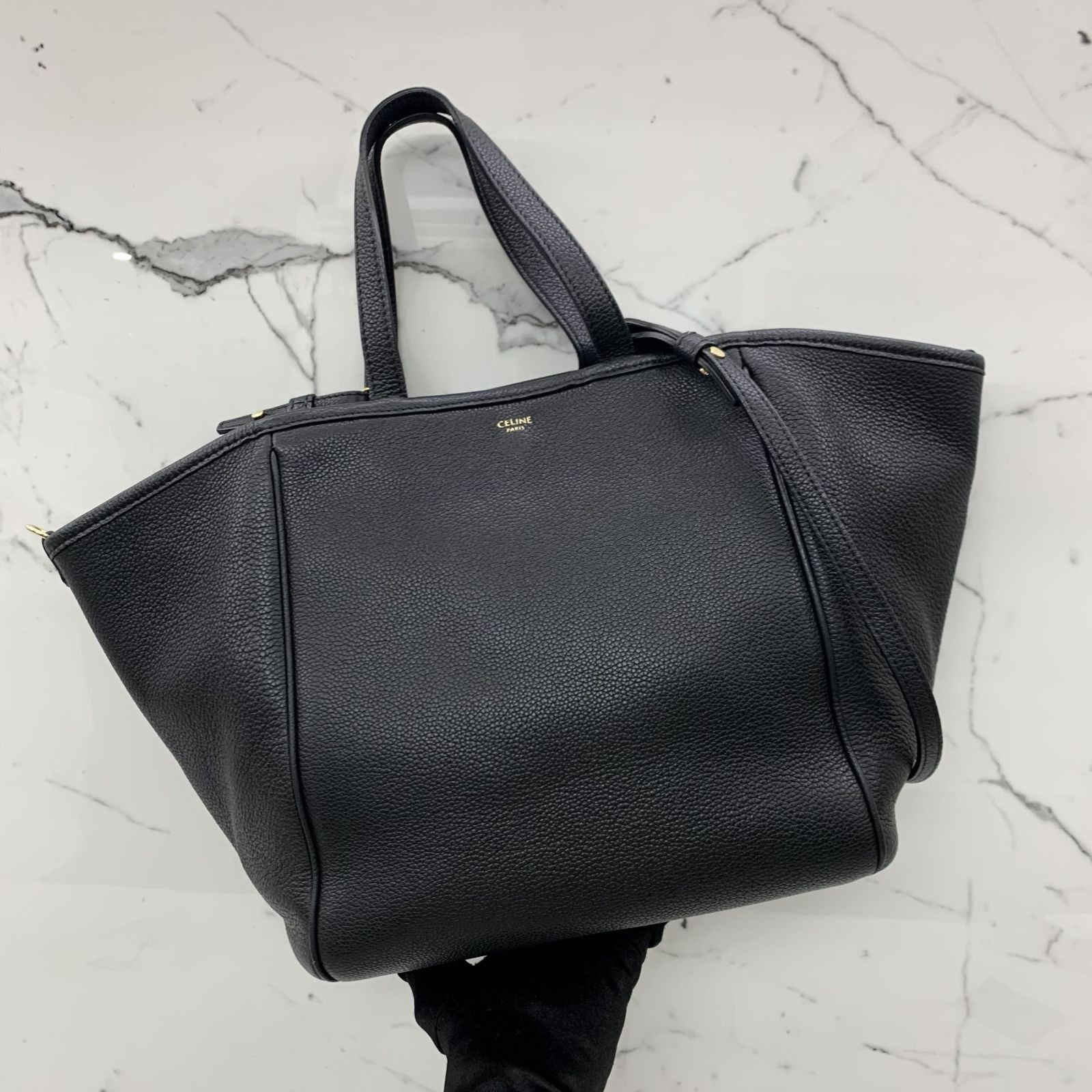 CELINE BLACK FOLD CABAS SMALL 2WAY TOTE BAG 237042825 KM Luxury