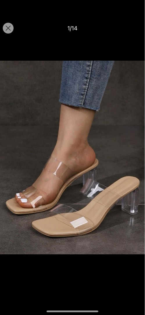 Double strap clearance clear heels