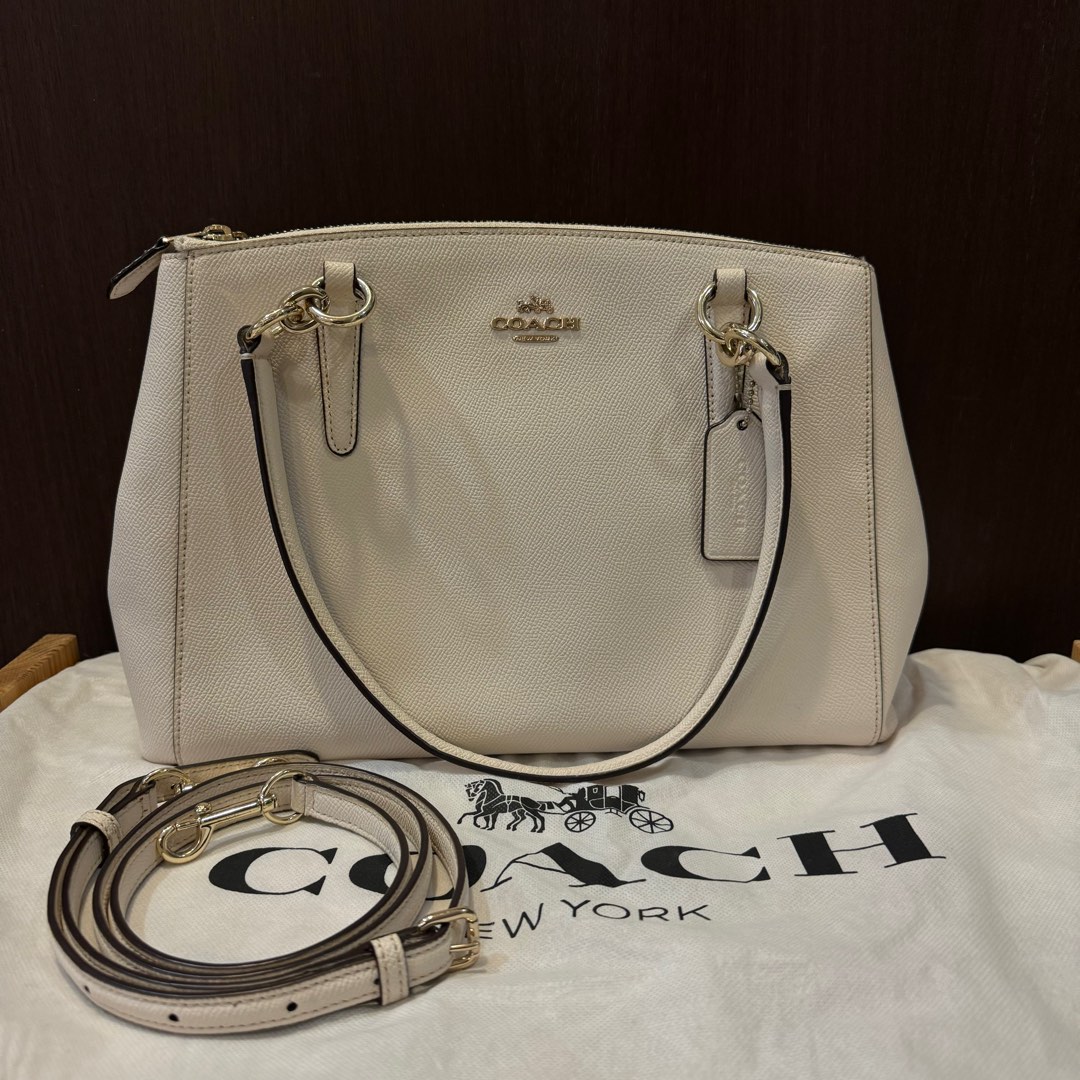 Coach off white leather handbag hotsell