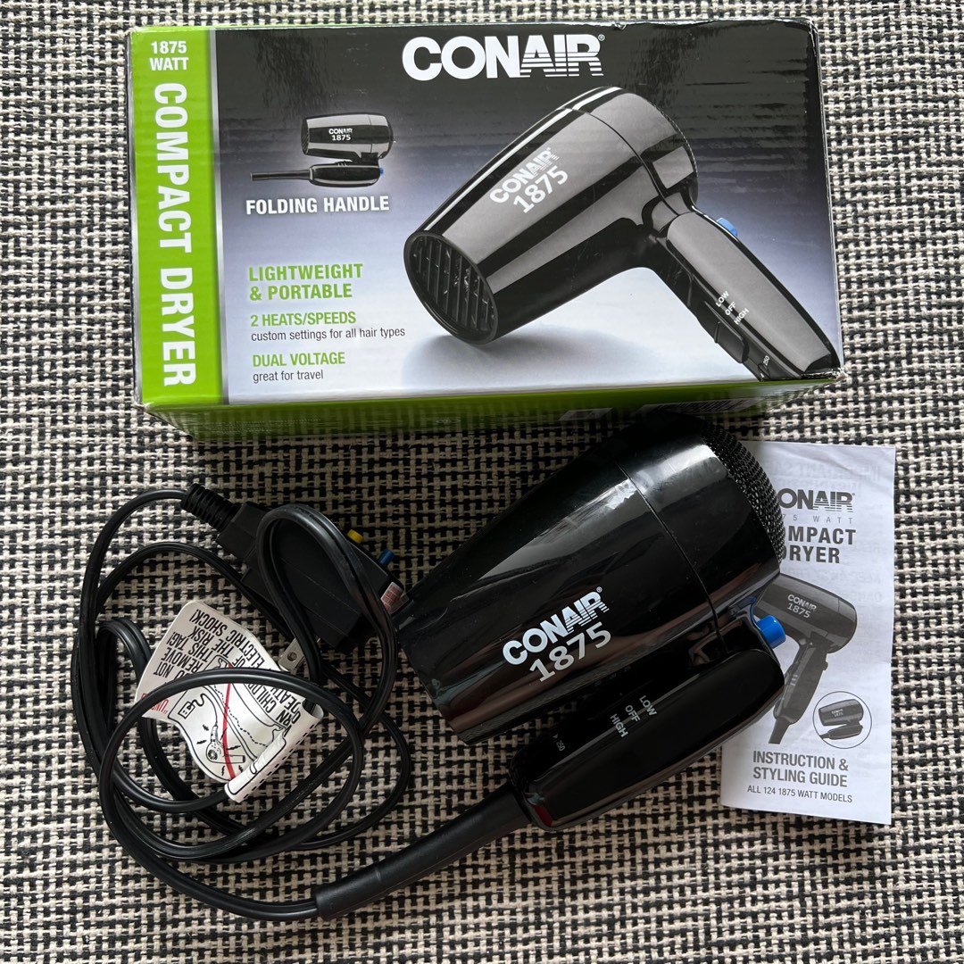 Conair foldable compact travel hair dryer dual voltage Beauty