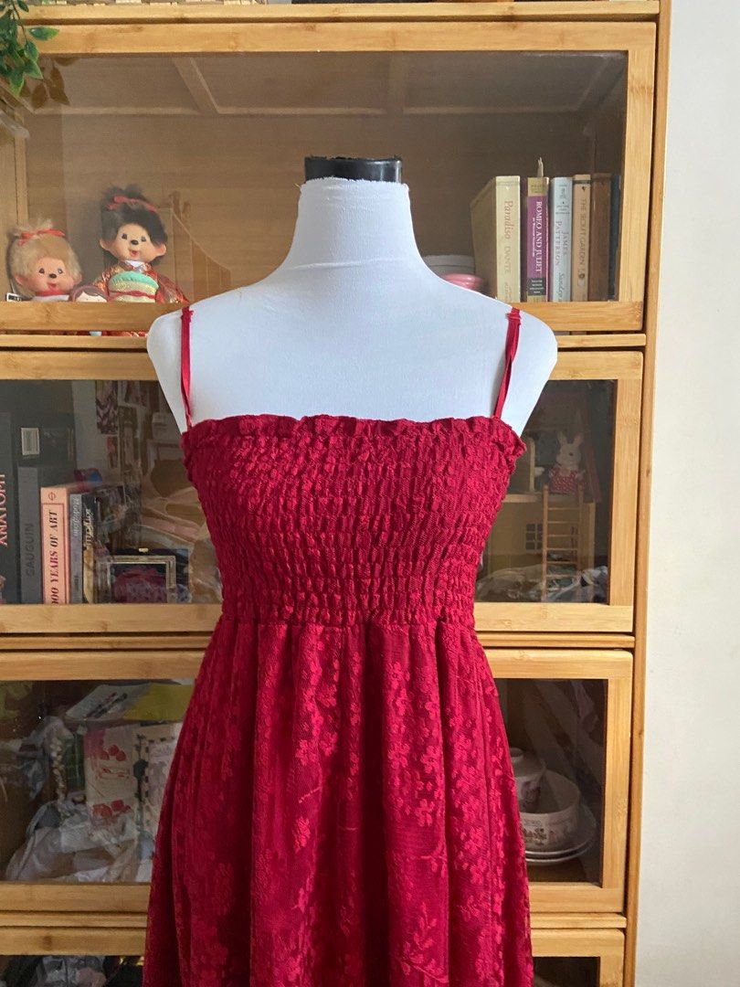 Deep red lace maxi dress (coquette, cottagecore, classy, holiday dress),  Women's Fashion, Dresses & Sets, Dresses on Carousell