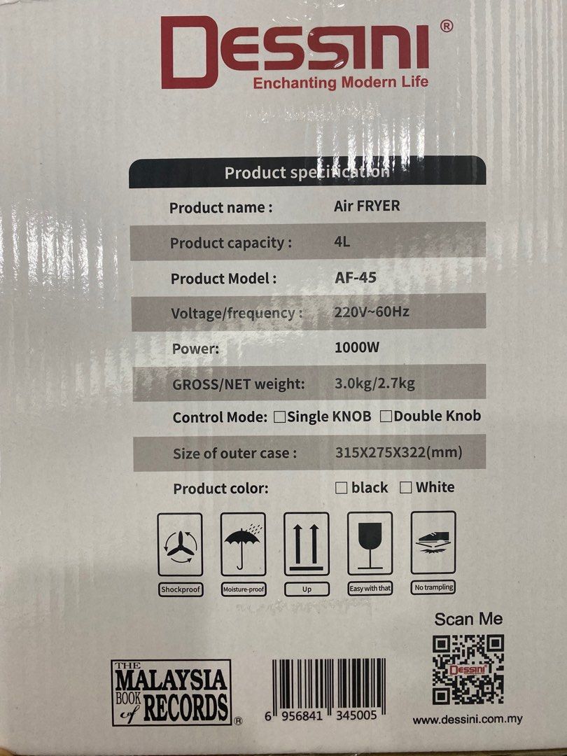 Dessini air fryer, TV & Home Appliances, Kitchen Appliances, Fryers on