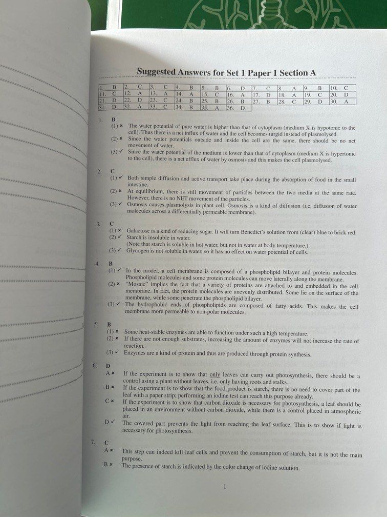 DSE biology mock exam paper Billy Fung with marking scheme, 興趣及遊戲, 書本