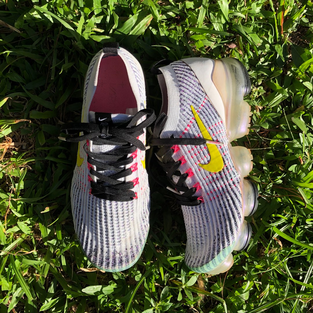 Nike vapormax flyknit 3 white/dynamic yellow men's shoe cheap