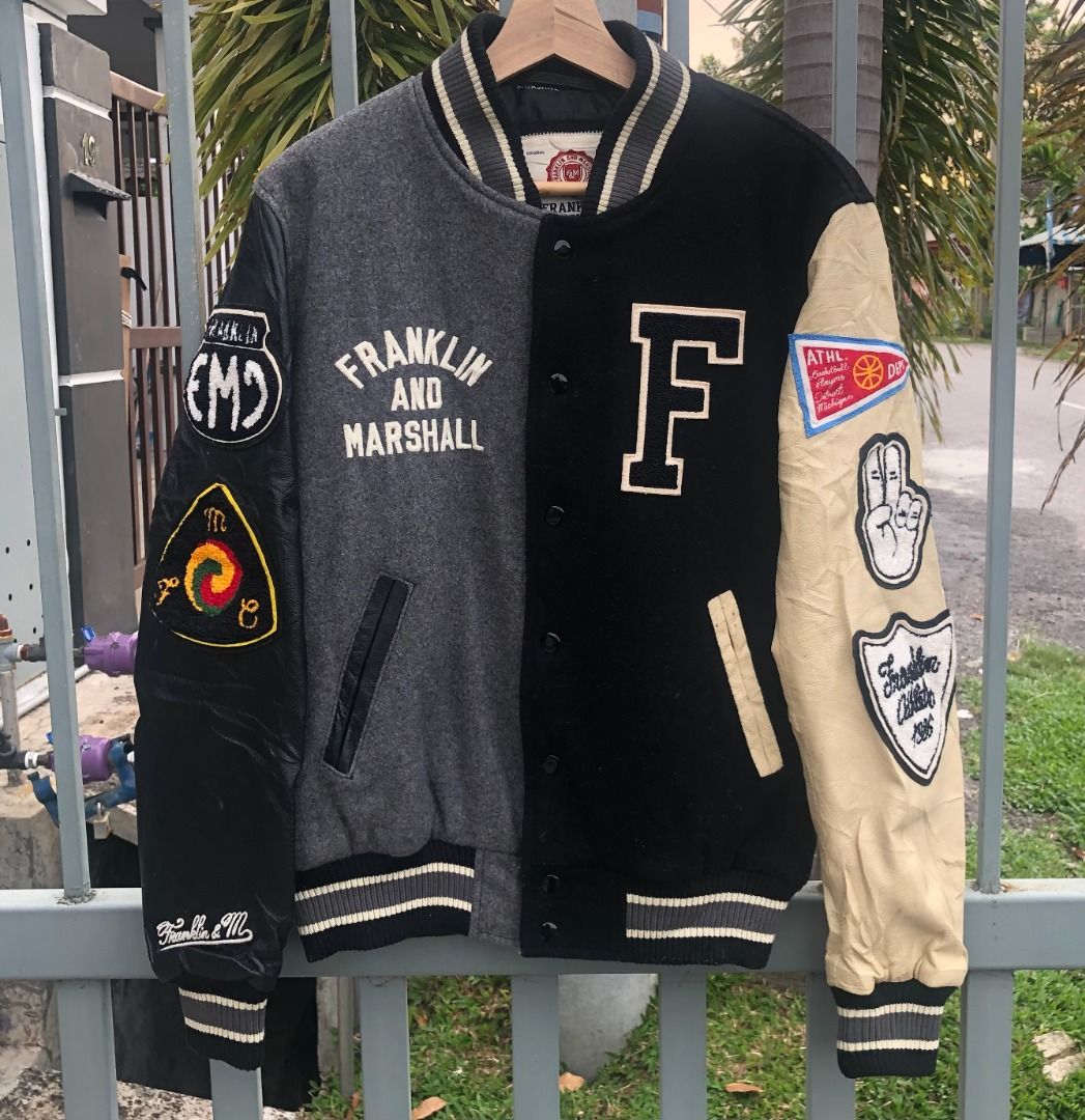 Franklin Marshall Varsity Jacket Streetwear Leather Sleeve