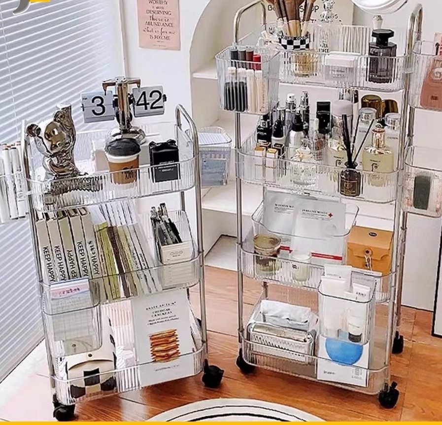 [FREE DELIVERY] Transparent Multipurpose Trolley Storage Rack ABS Tray ...