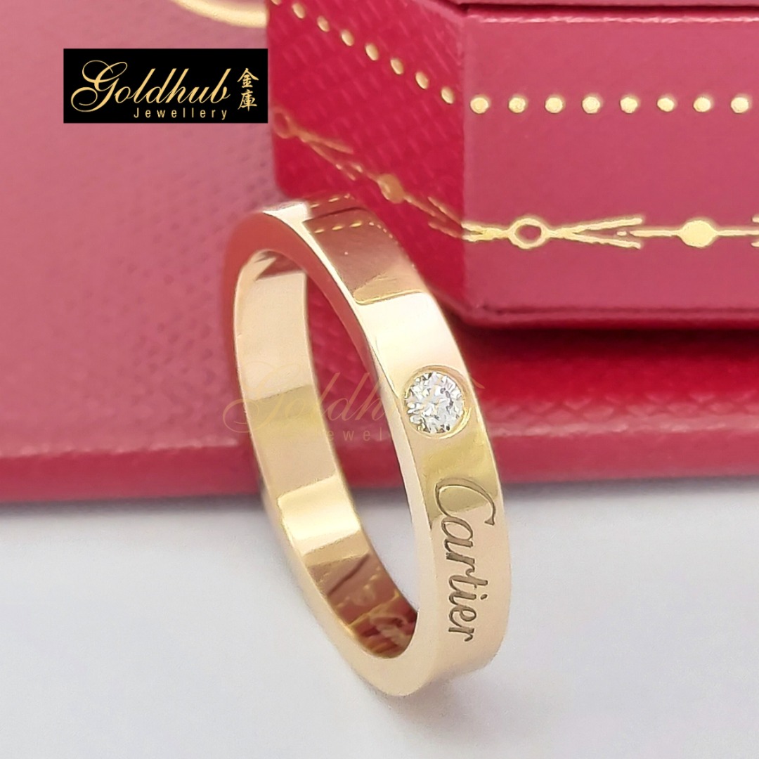 Full set EU 49 Pre loved C De Cartier Wedding Ring 1 Diamond in