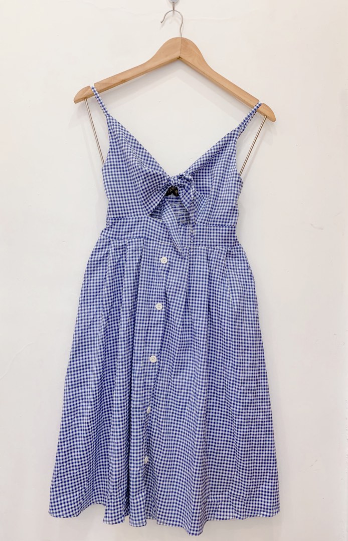 Pink Gingham Wrap Tie Front Dress
