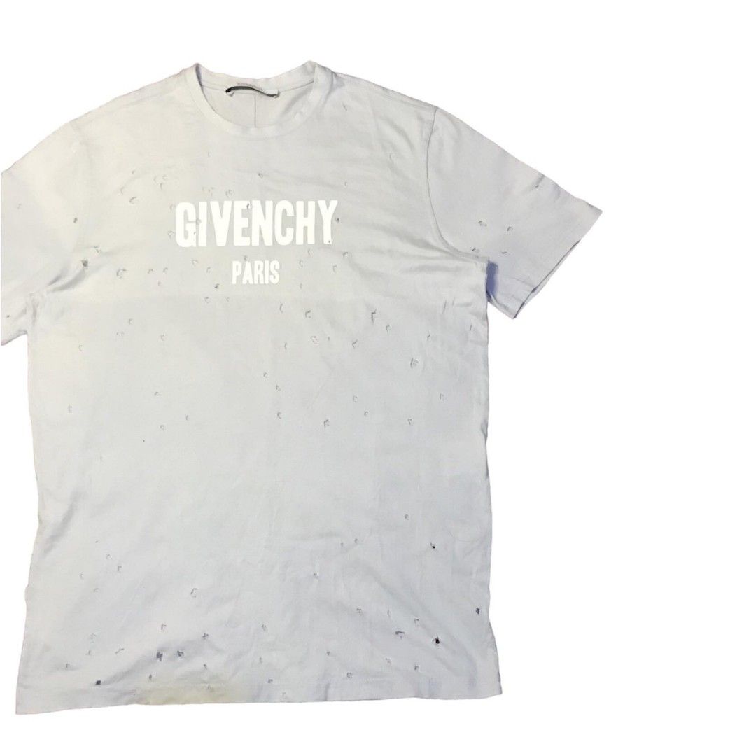 GIVENCHY baby blue 1 layer logo tee Men s Fashion Tops Sets