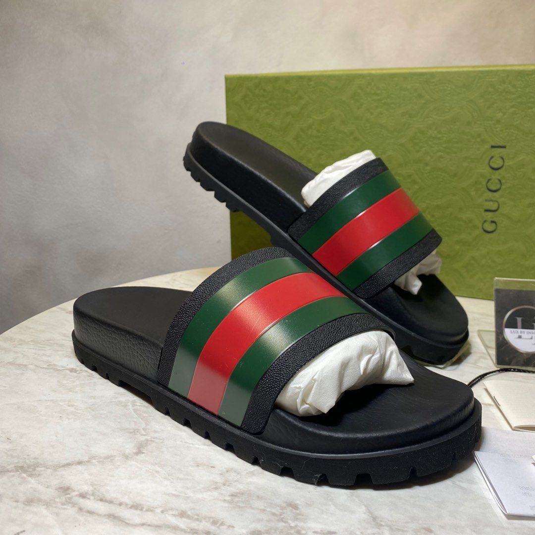GUCCI TREK SLIDES BLACK